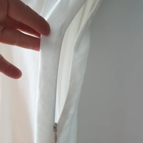 Theory white linen deep v easy dress - Picture 4 of 9